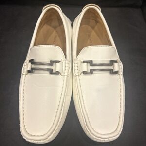 Bruno Marc Horsebit Moccasin White Slip-On Loafers for Men Classic Hugh Size 9.5